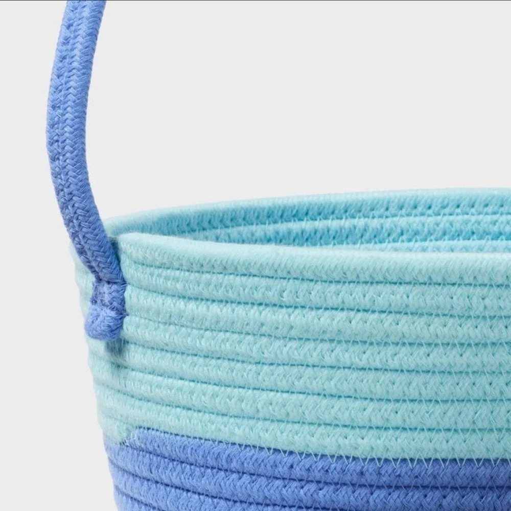 Spritz Easter Decorative Rope‎ Basket Light Blue Woven Cotton Round Handle